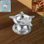 Stainless steel lotus design diya with polished finish for traditional puja lighting