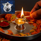 Lotus design stainless steel diya clean and rust-resistant for spiritual use