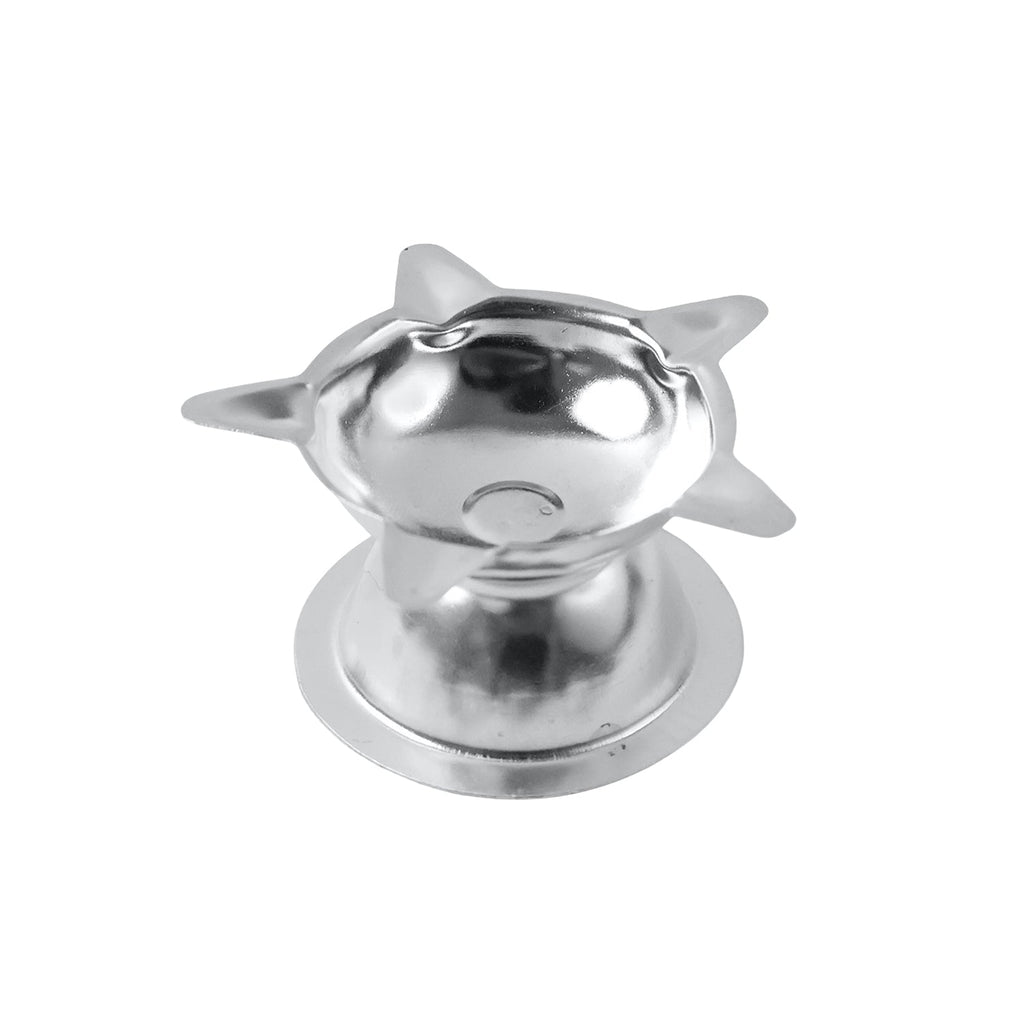 Stainless steel lotus pattern worship diya suitable for oil or ghee use
