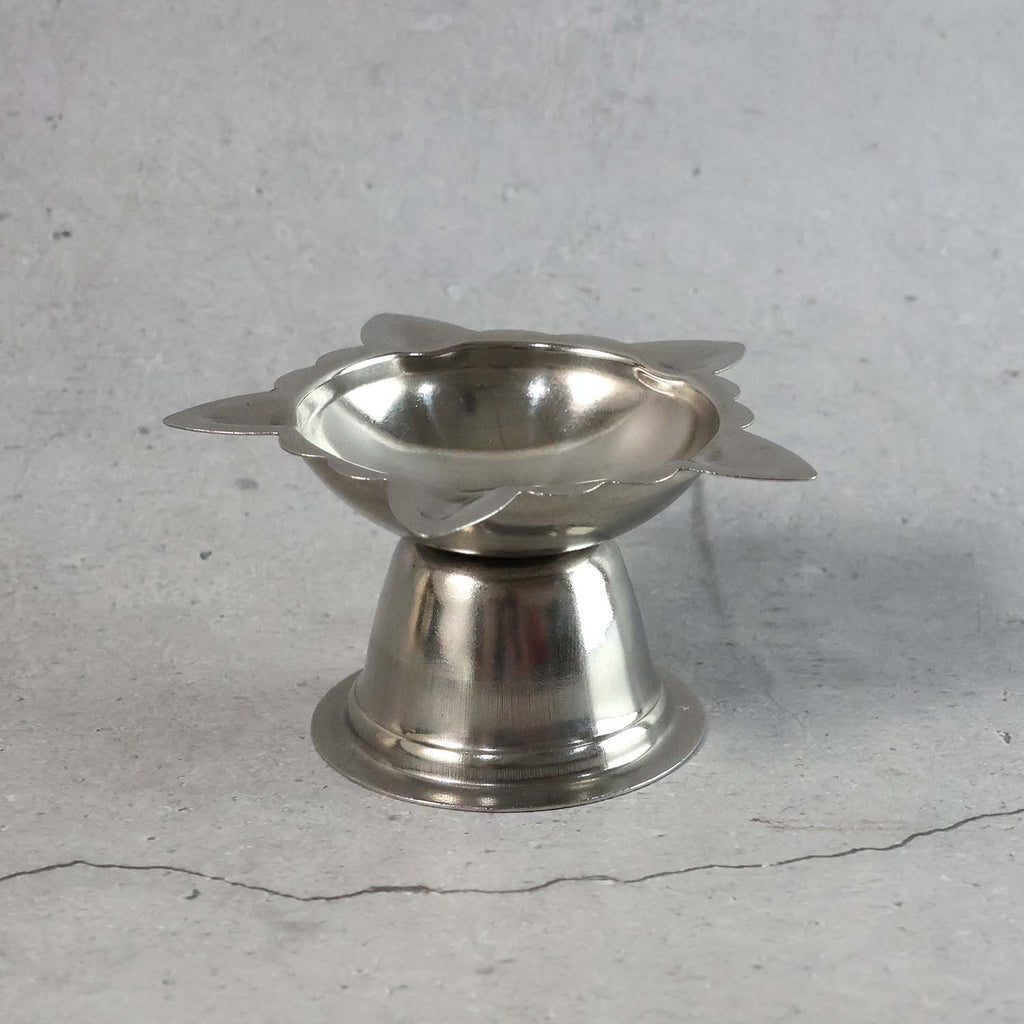 Elegant big stainless steel diya holder for oil and ghee lamps