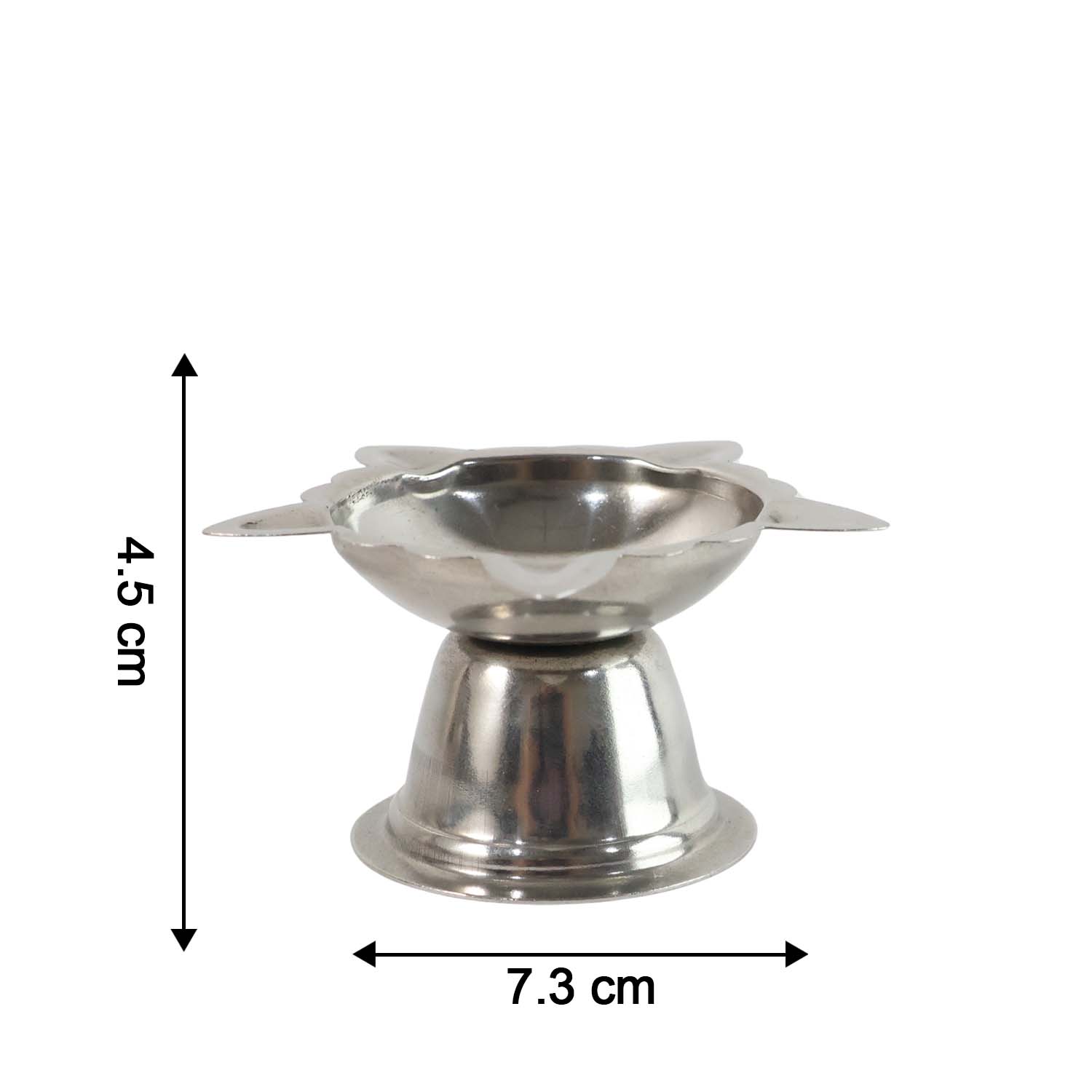 Traditional sunflower oil lamp holder in stainless steel for home mandir