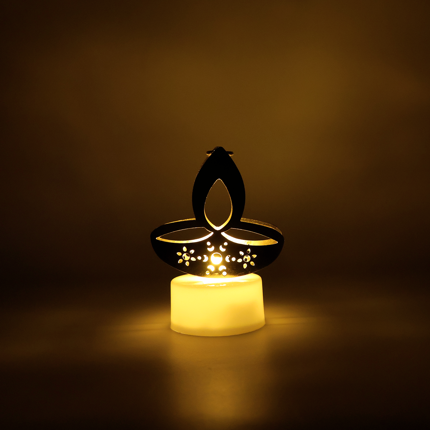 LED tealight candles shaped like traditional golden diyas