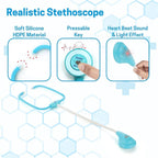 Close-up of plastic stethoscope from Aditi doctor kit toy set