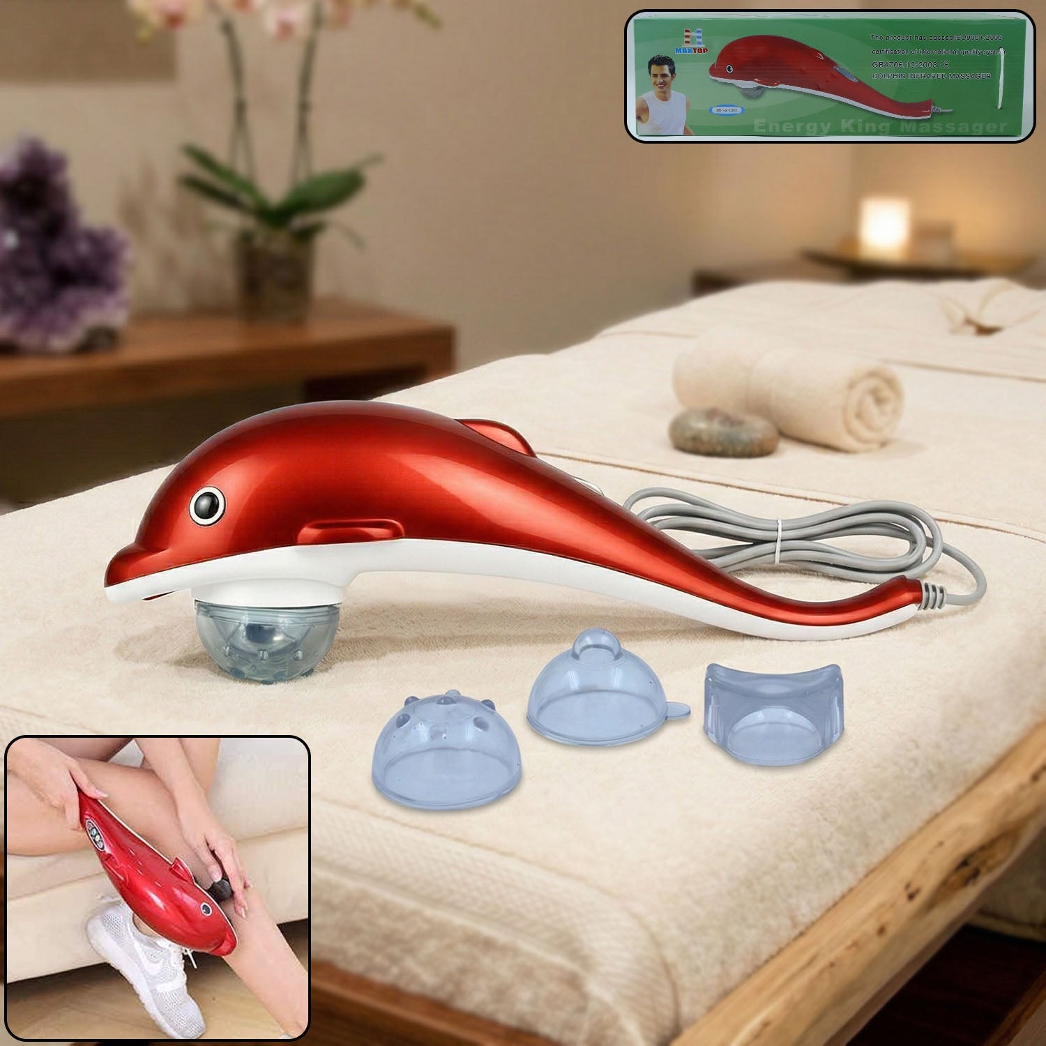 Dolphin Handheld Massager showing its ergonomic design for easy grip.