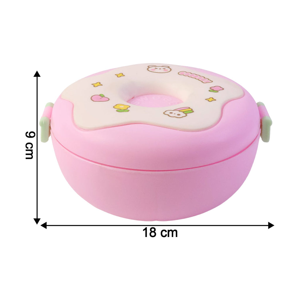 A single Donut Lunch Box and its matching spoon on a clean surface.