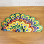 Bright peacock print soft floor mat for home decor