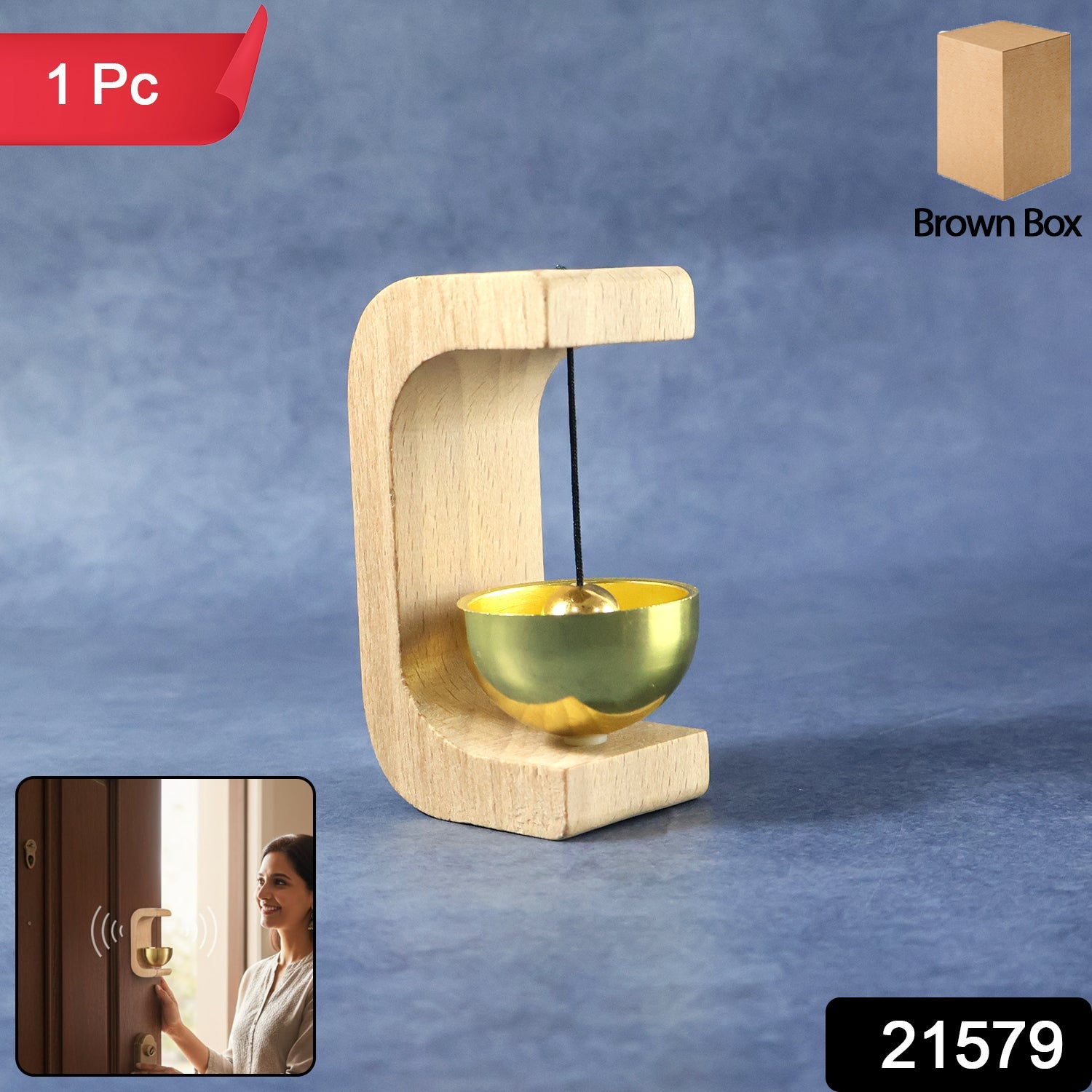 Wooden door hanging bell chime for meditation and relaxation
