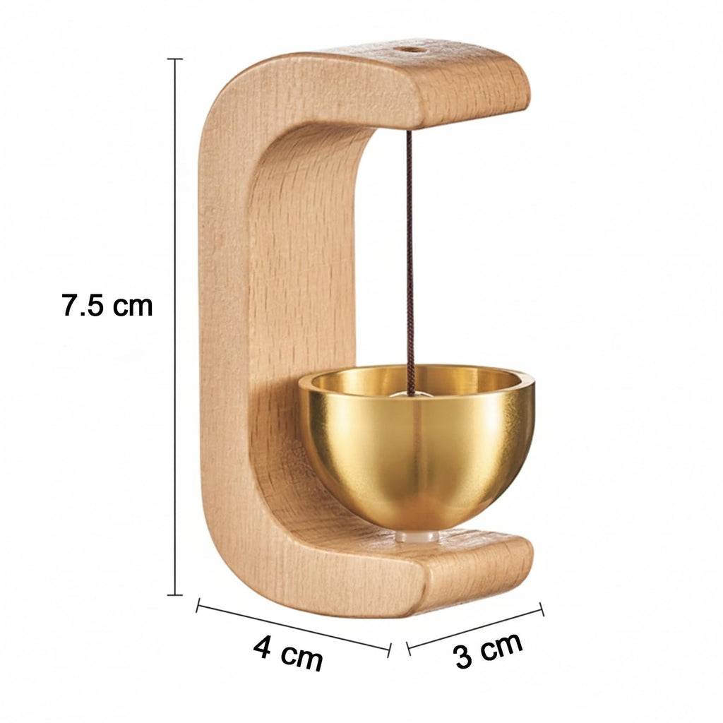 Size comparison showing Zen meditation bell and stand