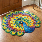 Colorful peacock-themed floor mat for home and entrance