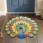 Living room peacock patterned floor mat for modern homes