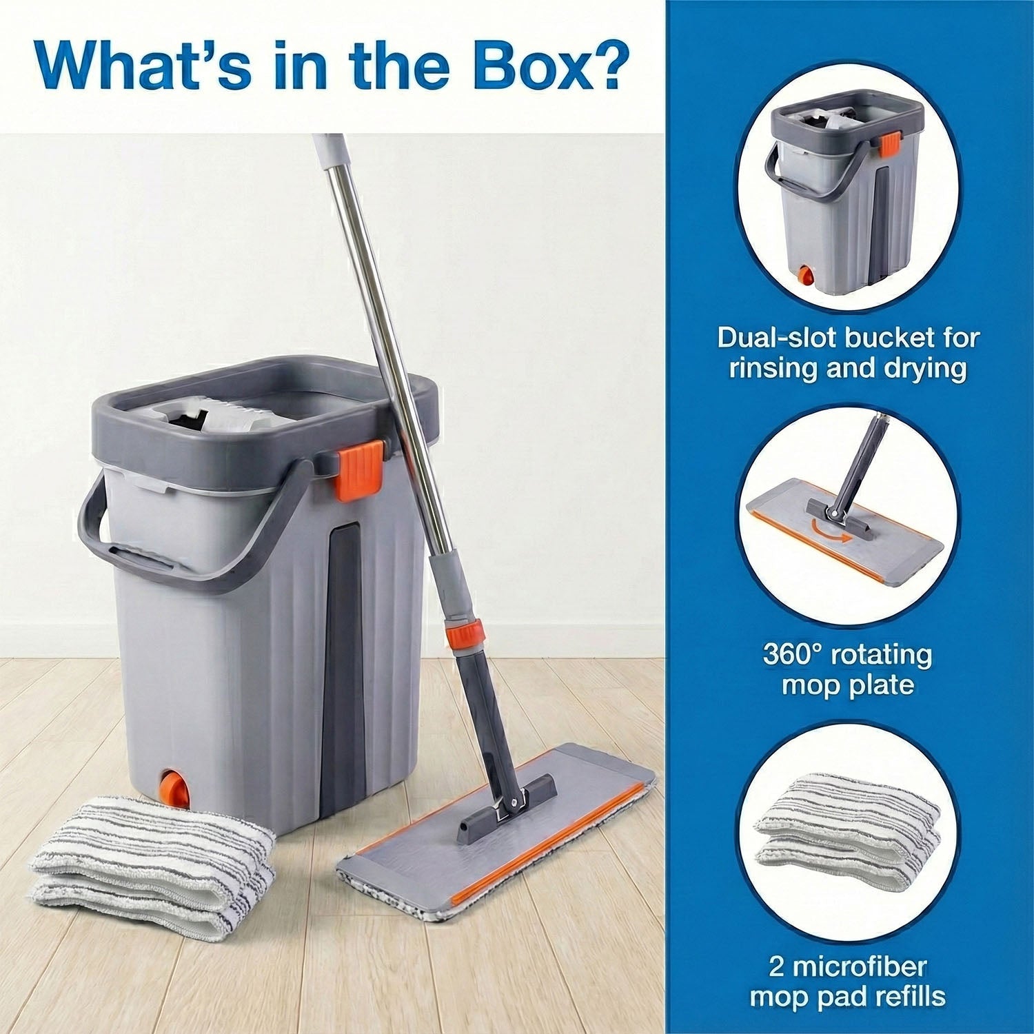 Multipurpose cleaning bucket and mop set for wet and dry cleaning