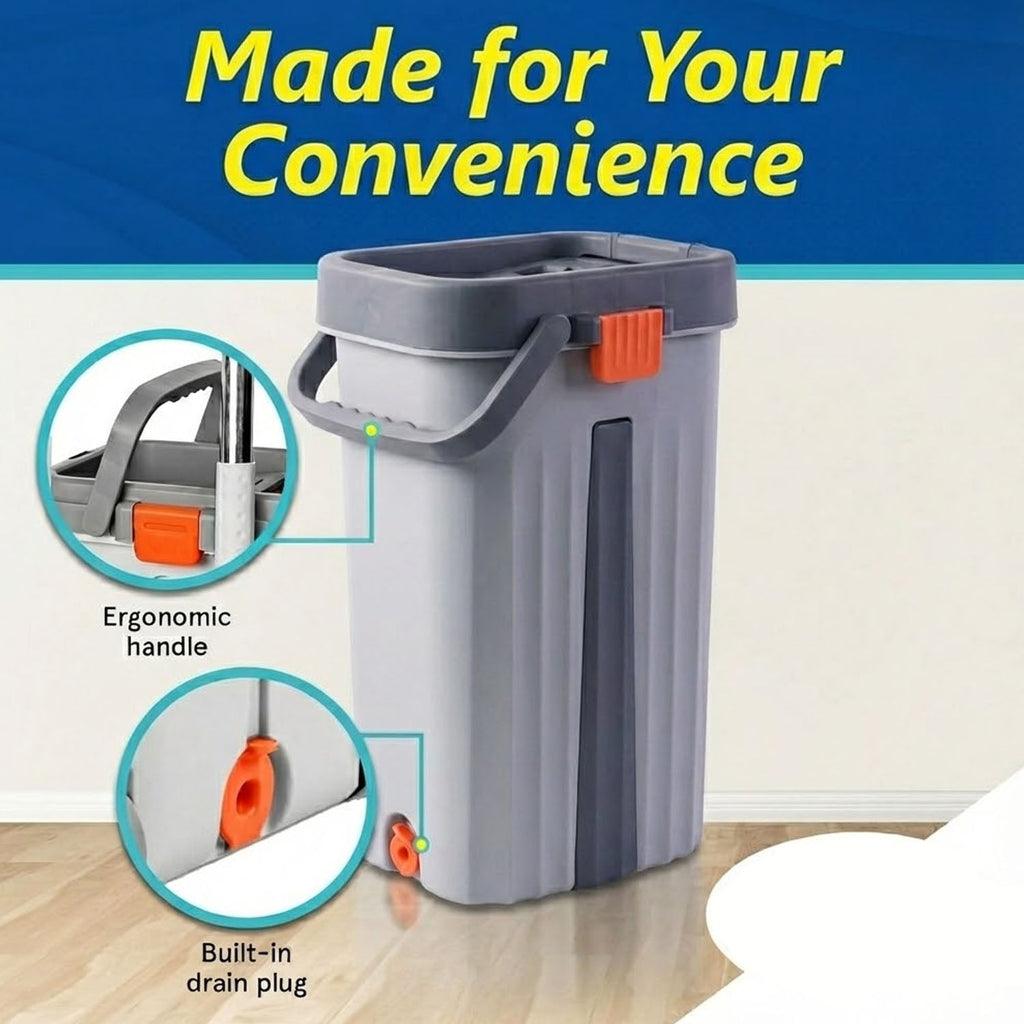 Flat mop with comfortable handle for smooth manoeuvring
