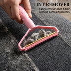 Close-up view of lint remover in use