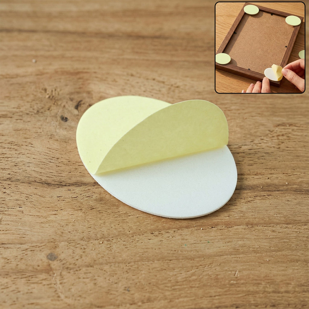 Double-sided foam furniture pad under furniture leg for stability