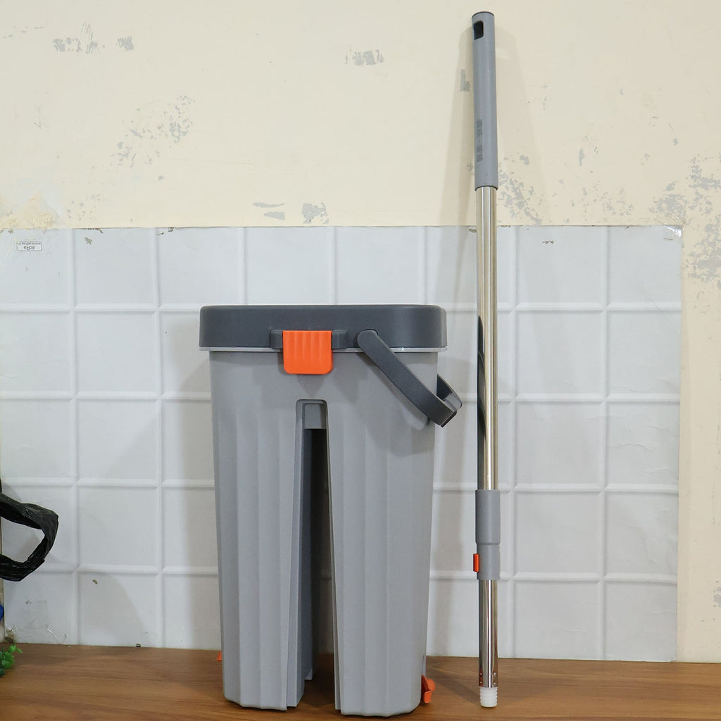 Home use flat mop with bucket set offering multipurpose cleaning for various floor types