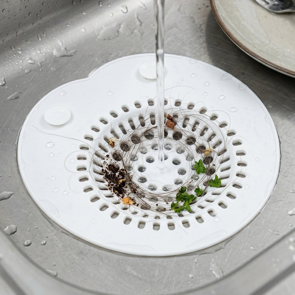 Hair catcher sink strainer in bathroom