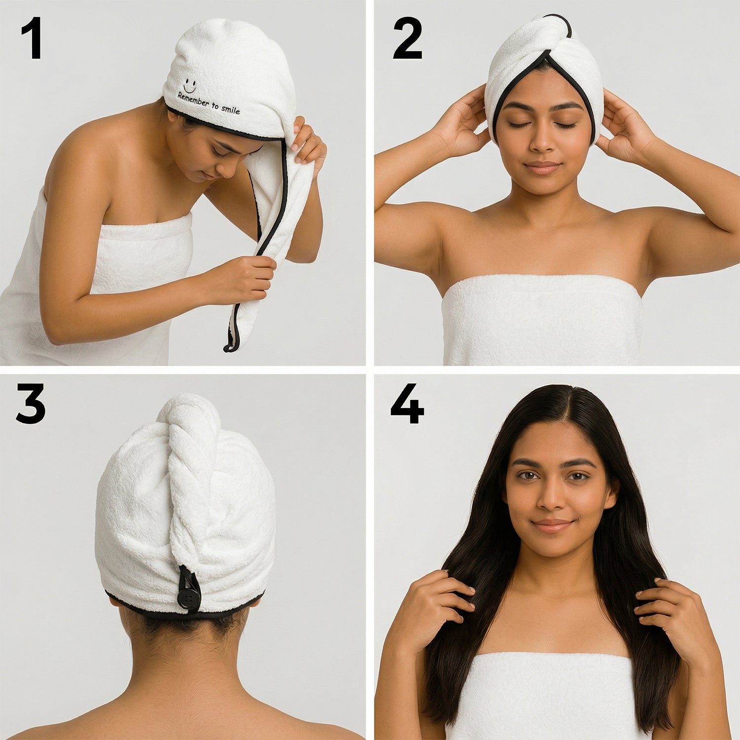 Microfiber hair towel wrap that dries hair gently and fast