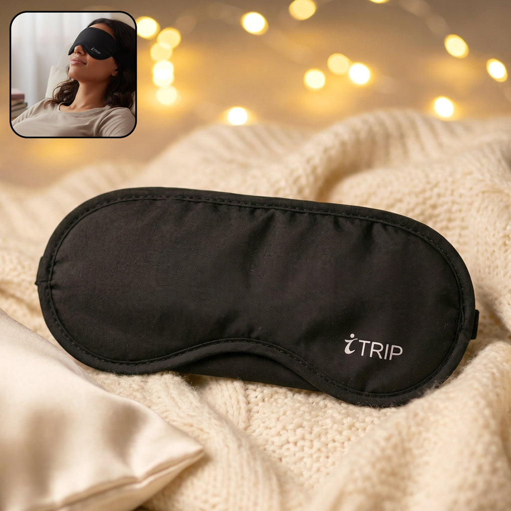 Front view of comfortable padded sleep eye mask