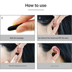 Pair of noise blocking soft ear plugs showing shape and size