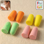 Soft foam earplugs in blue, green, yellow and orange colors for comfortable wear