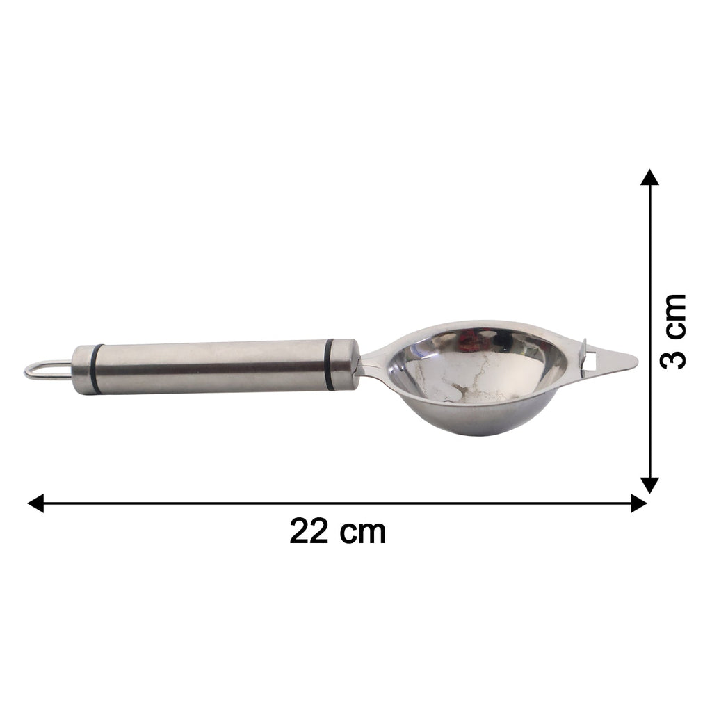 Stainless steel egg separator utensil used for separating egg whites