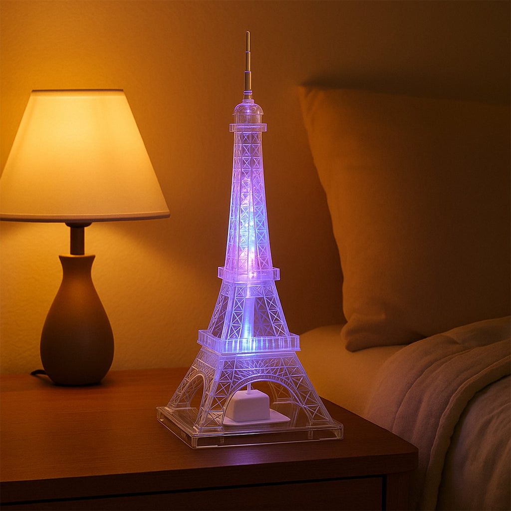 Compact Eiffel Tower LED night lamp with crystal-effect body