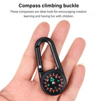 The mini compass with clip held near a map, illustrating its practical application for navigation.