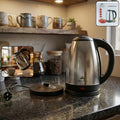 Electric stainless steel kettle with 1800ml capacity and fast boil technology