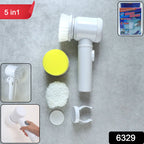 Close-up view of multiple replaceable heads for electric spin cleaning brush