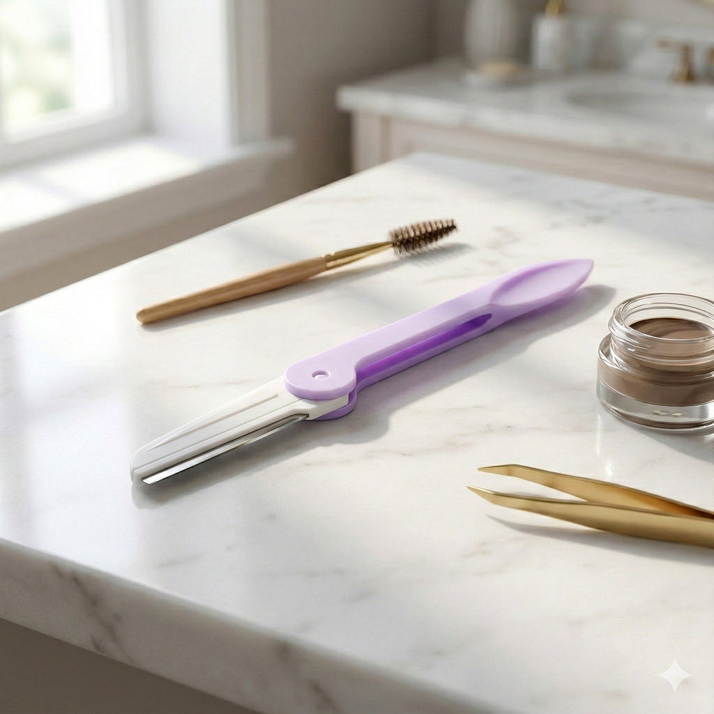 Slim manual eyebrow hair removal razor with ergonomic grip