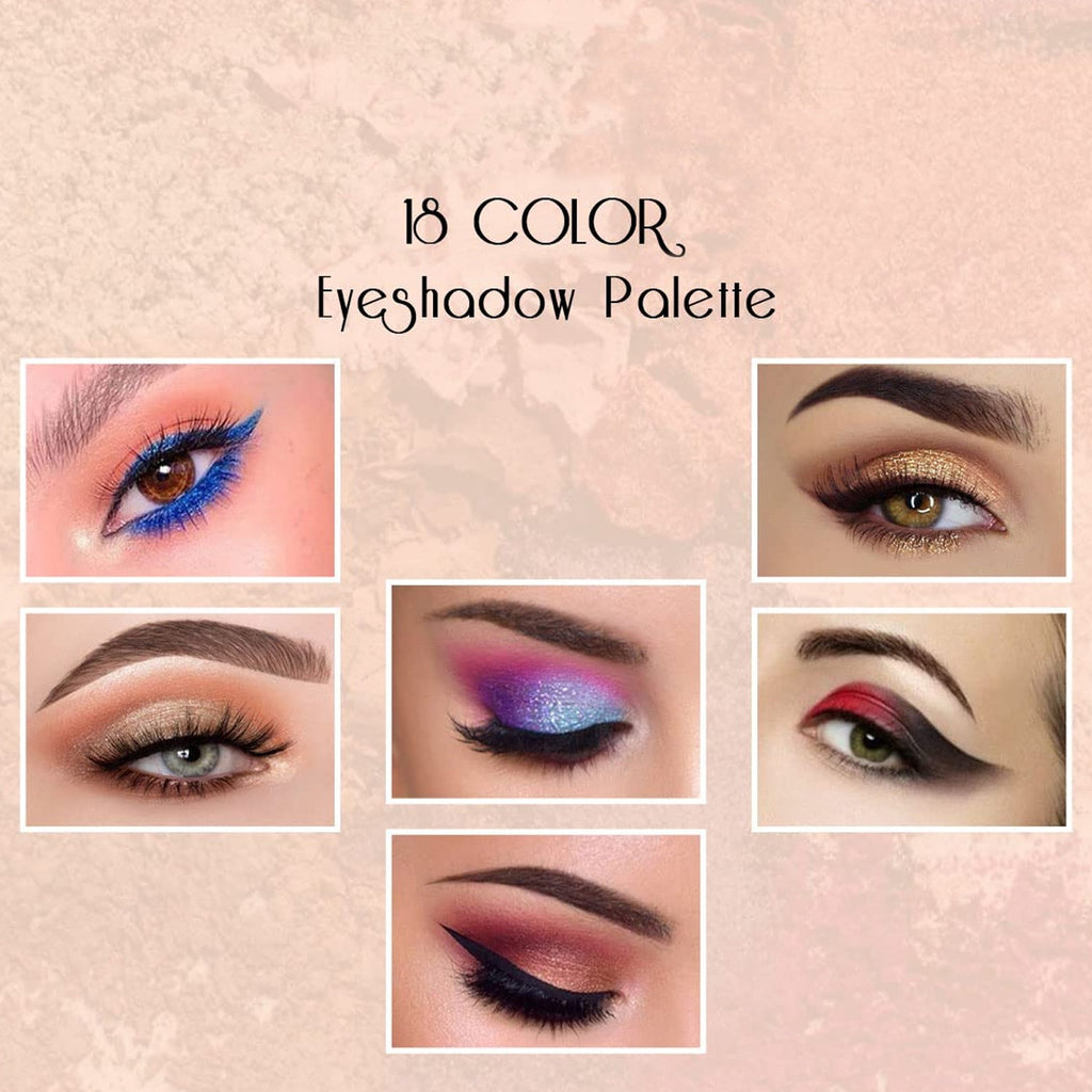 Palette open showing diverse shimmer eyeshadow colors for versatile makeup