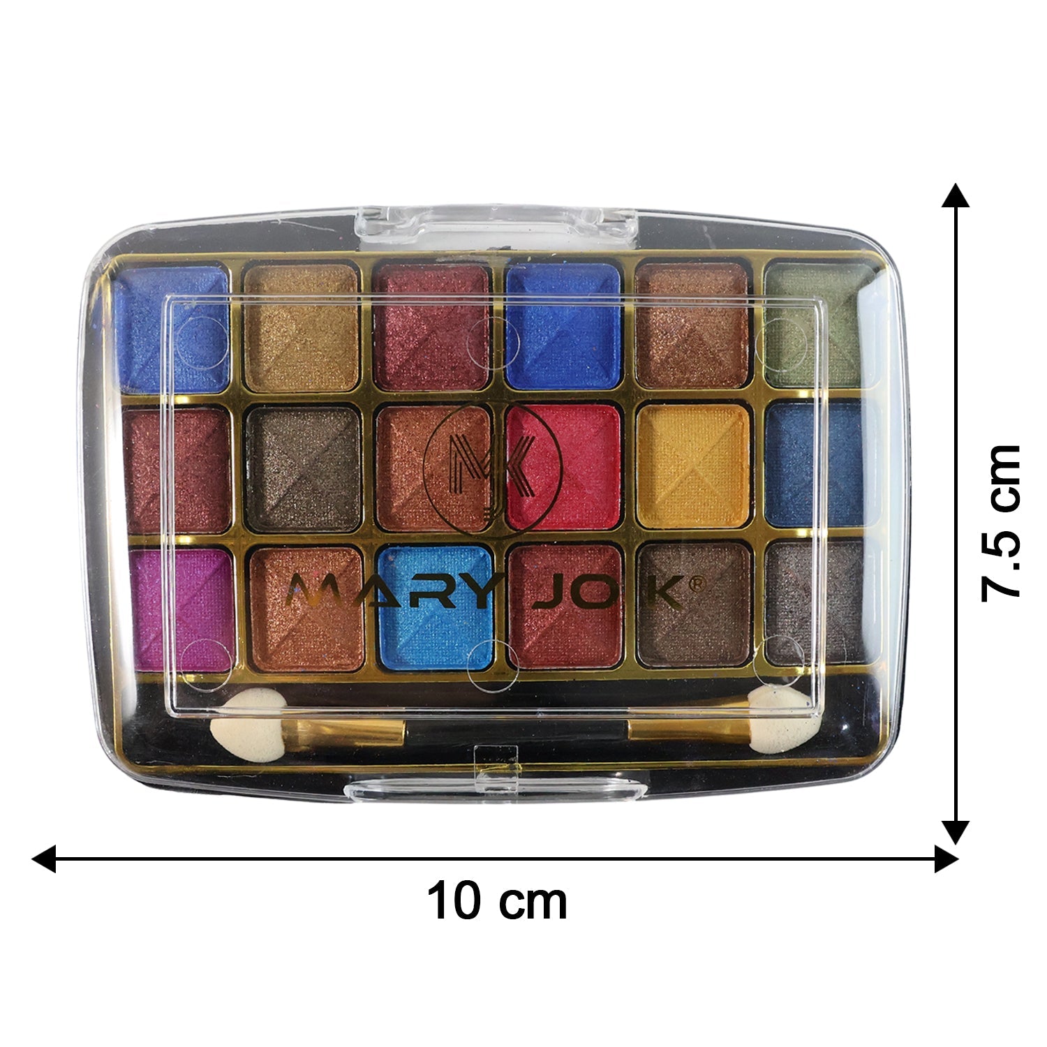 Compact size of 18-color shimmer eyeshadow palette ideal for travel