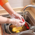Stacked packs of disposable eco-friendly kitchen gloves for bulk use