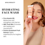 Moisturizing hydrating face wash tube on white background