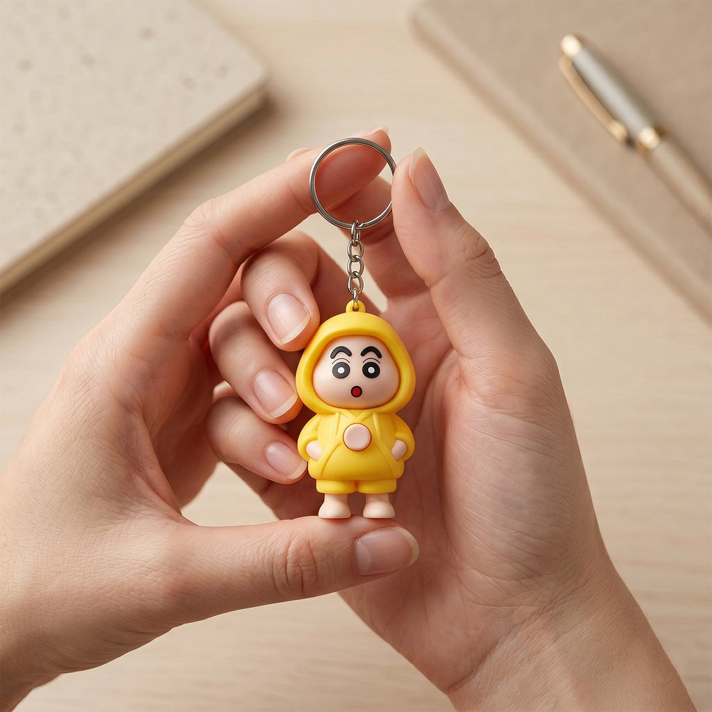 Durable face-changing doll keychain toy with secure chain