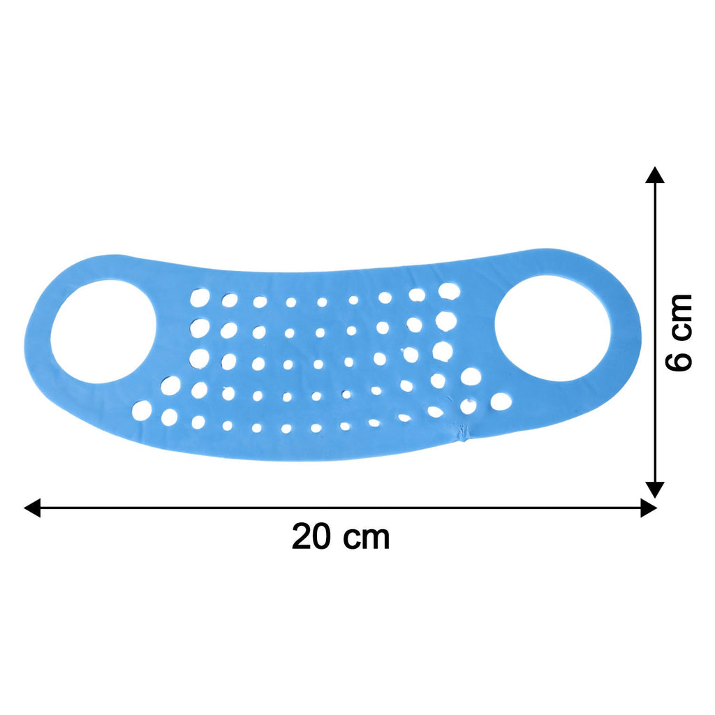 Size illustration showing face mask ear saver strap dimensions and fit