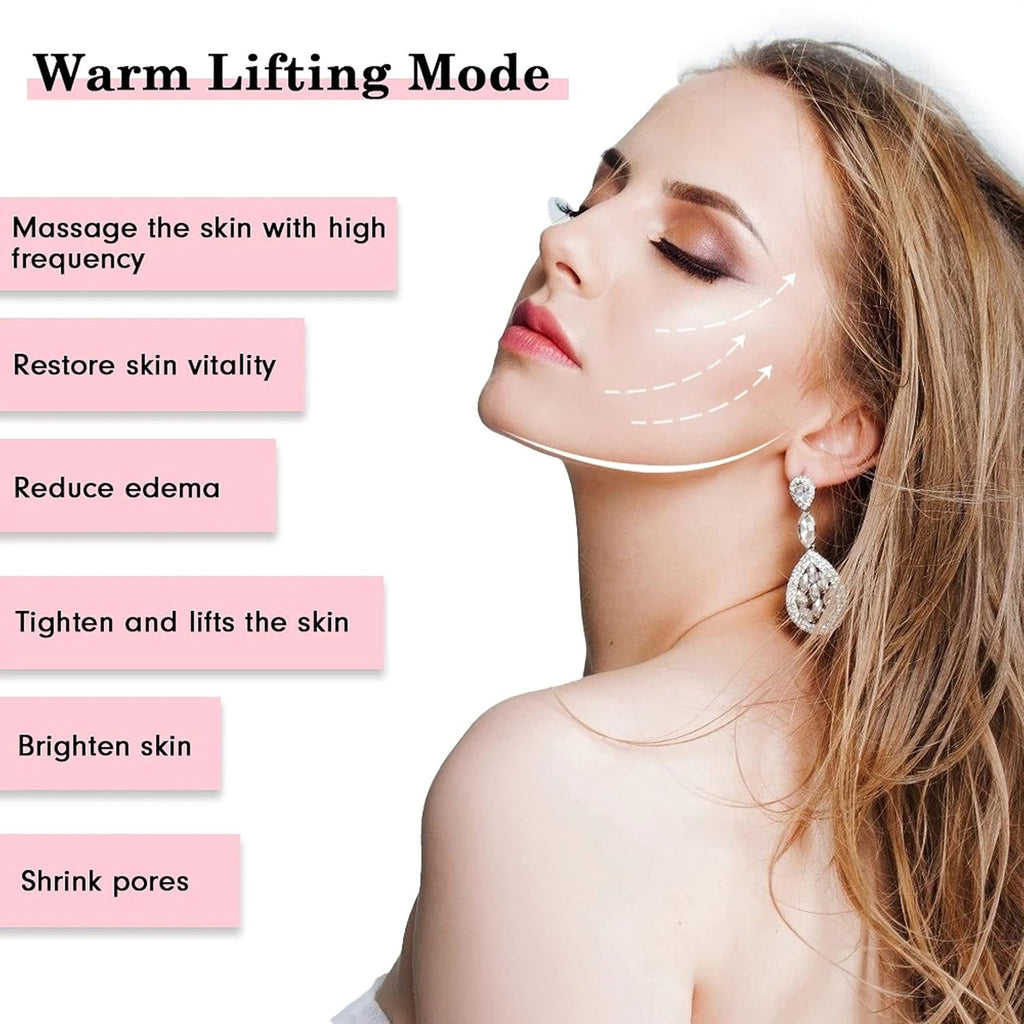 Front view of handheld facial massager device
