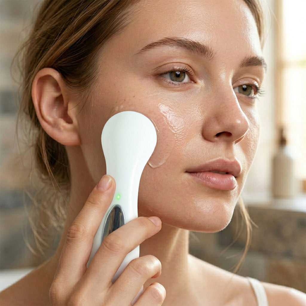 Close-up of facial massager device for skin tightening