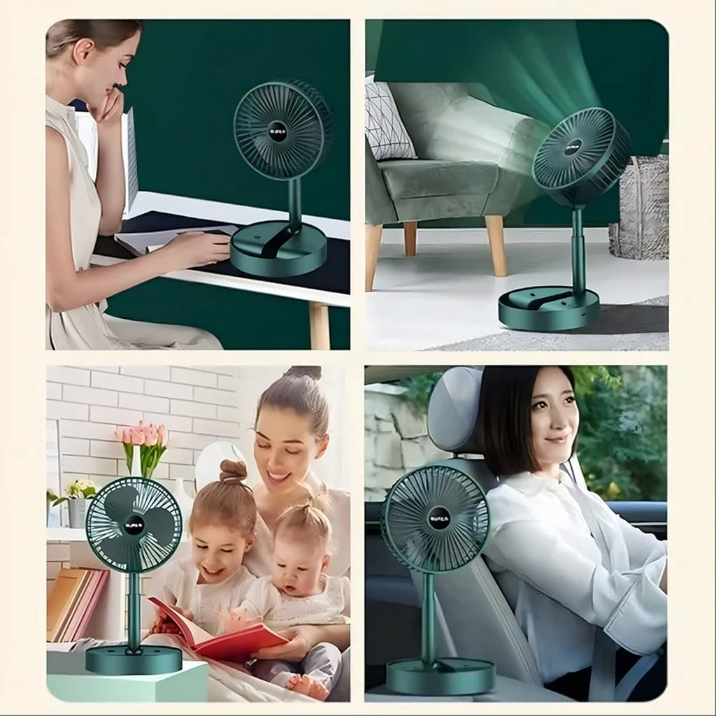Portable foldable mini USB desk fan in use on office desk