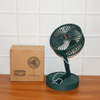 Close-up showing power cable and adjustment controls on foldable mini desk fan