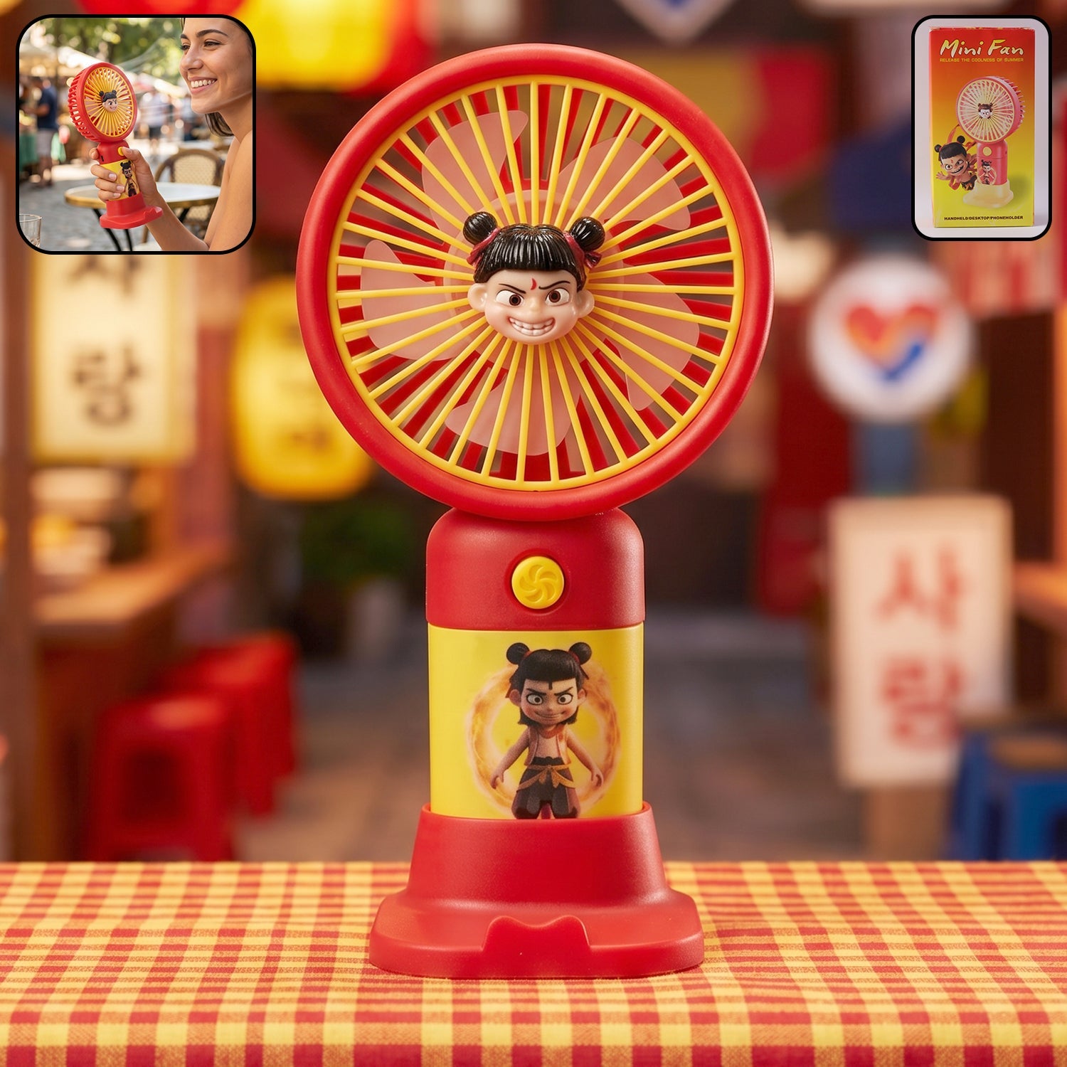 cute cartoon character portable mini fan
