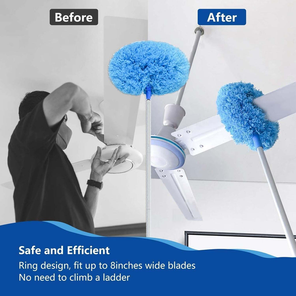Cleaning duster handle and microfiber head showcasing premium build quality