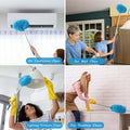 Extendable microfiber cleaning duster with soft round head for effective dust removal