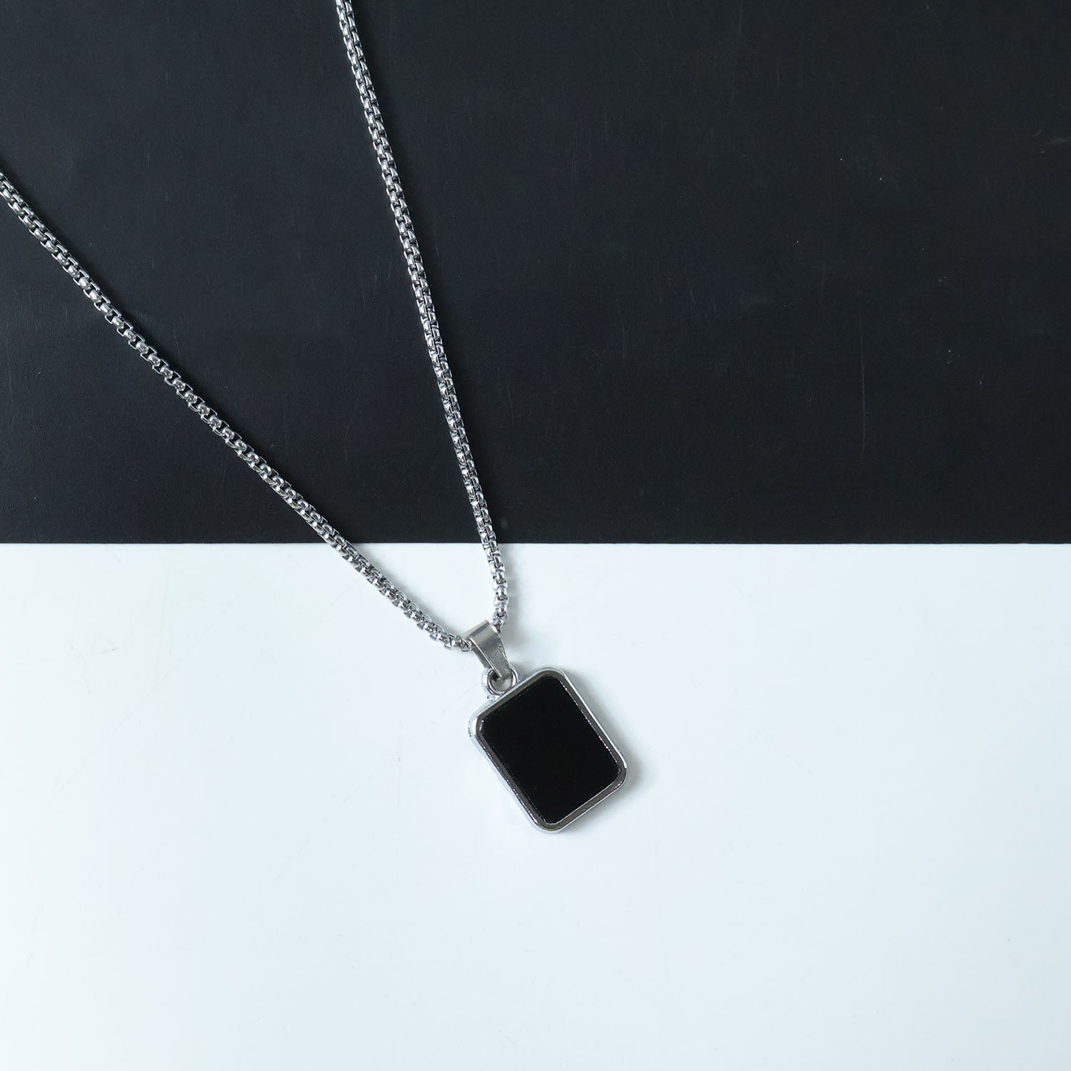 Premium men's pendant chain displaying strong stainless-steel box chain links