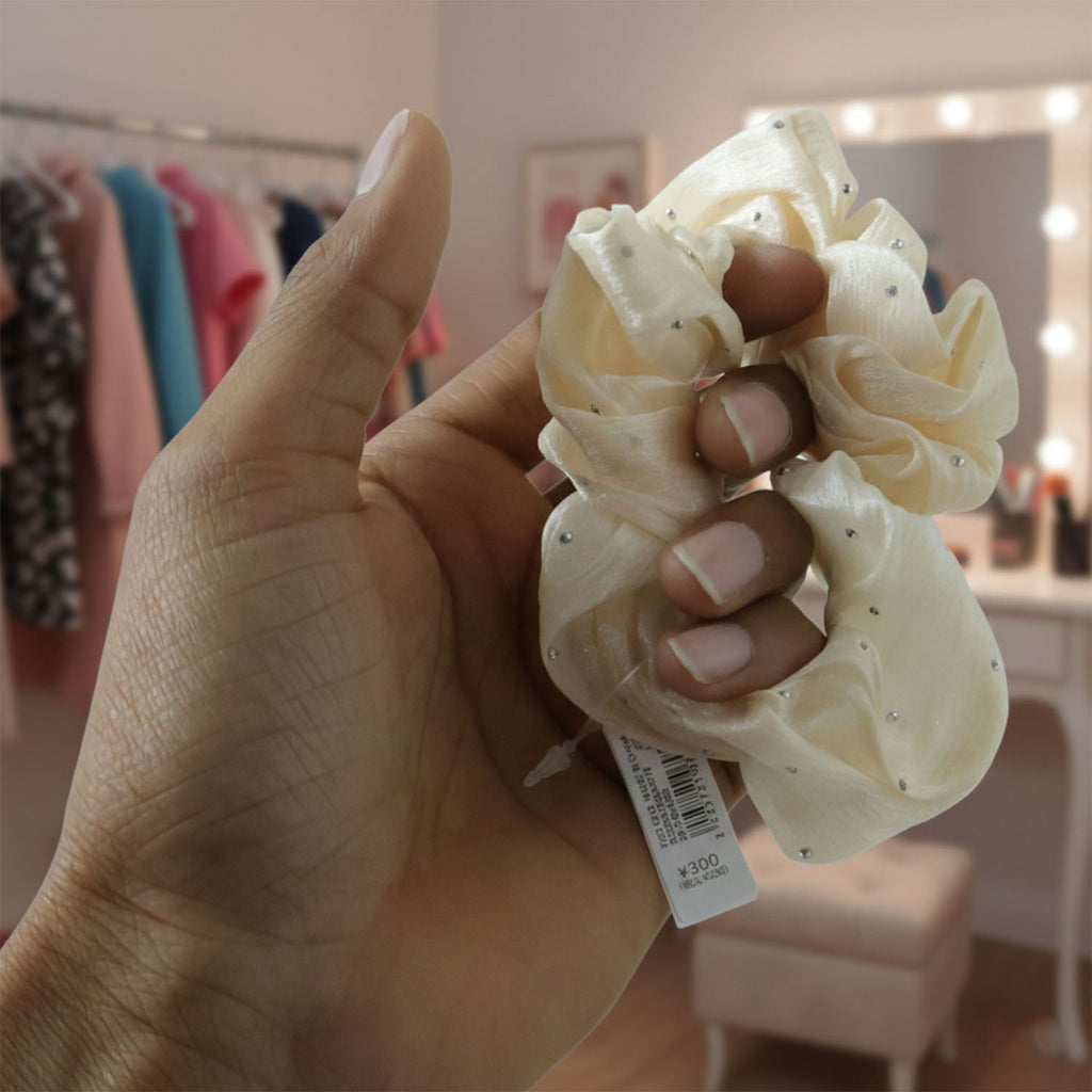 Fabric hair scrunchies in mixed designs and colors for versatile use