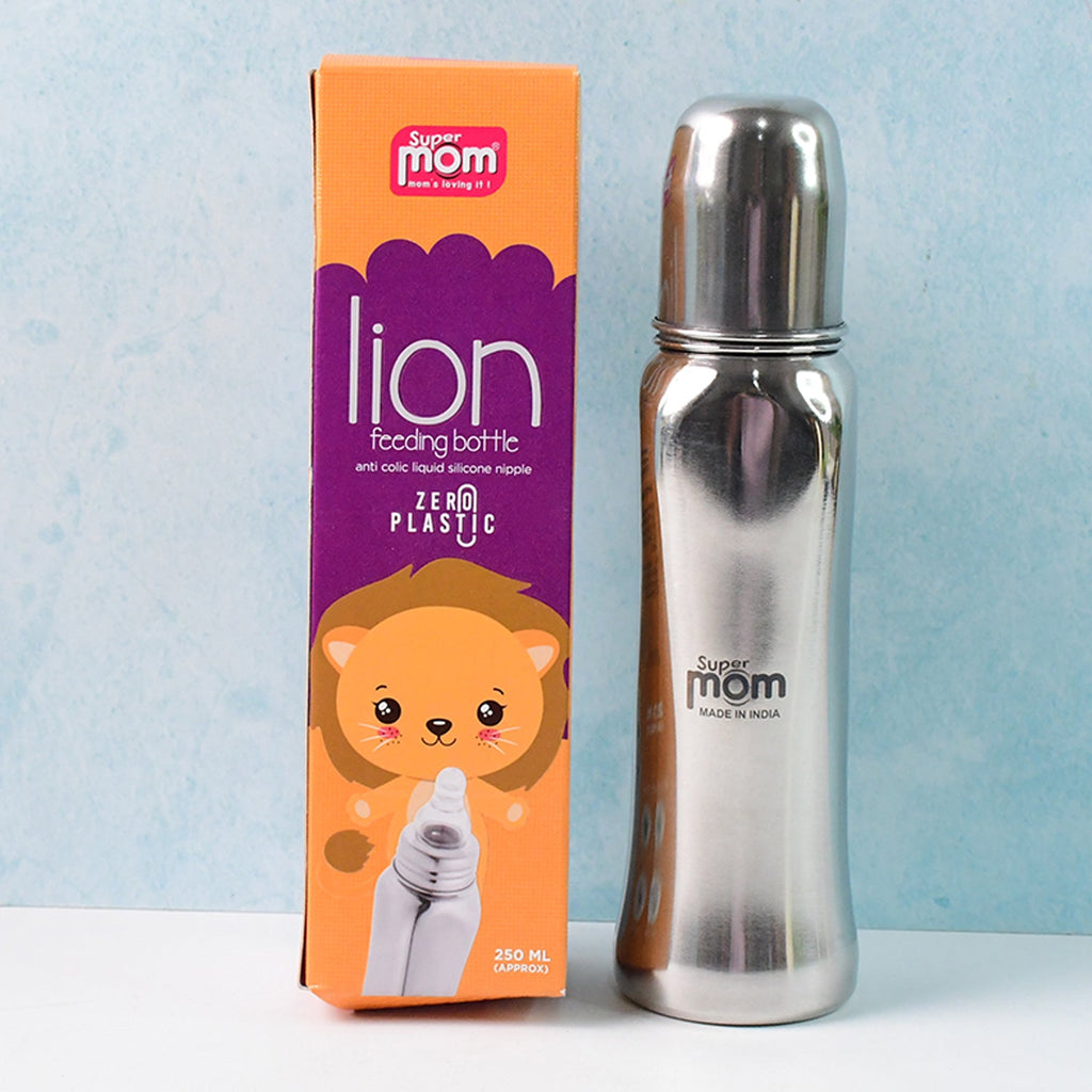 Components of Stainless Steel Feeding Bottle including Nipple and Cap