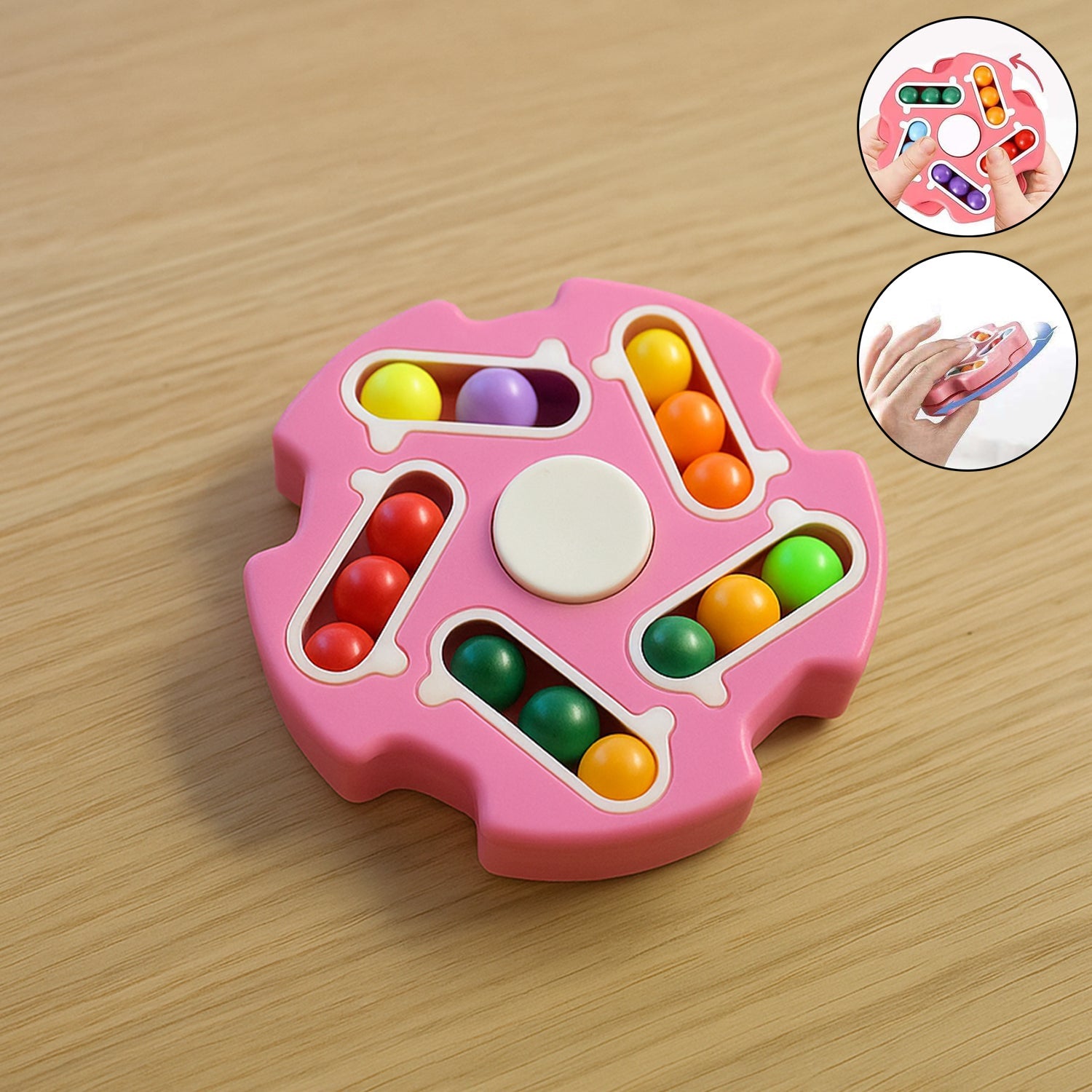 Fidget Magic Cube Spinner Toy showing the multi-track sliding bead puzzle for stress relief and focus.