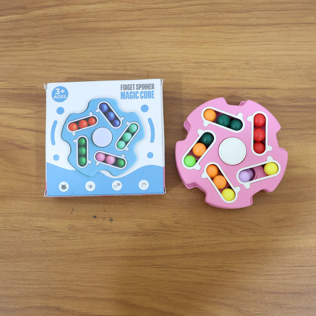Compact design of Fidget Magic Cube Spinner Toy perfect for use at office, school, or travel.