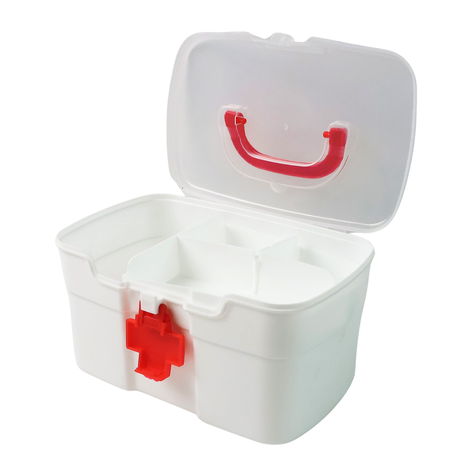 Organivo First Aid Box featuring a prominent red cross symbol for easy identification.