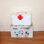 Organivo First Aid Box in a home setting, ready to store emergency medical supplies.